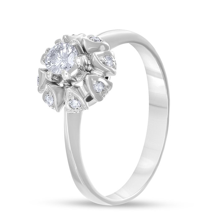 Ring - 18 kraat Hvidguld -  0.32ct. tw. Diamant (Natur)