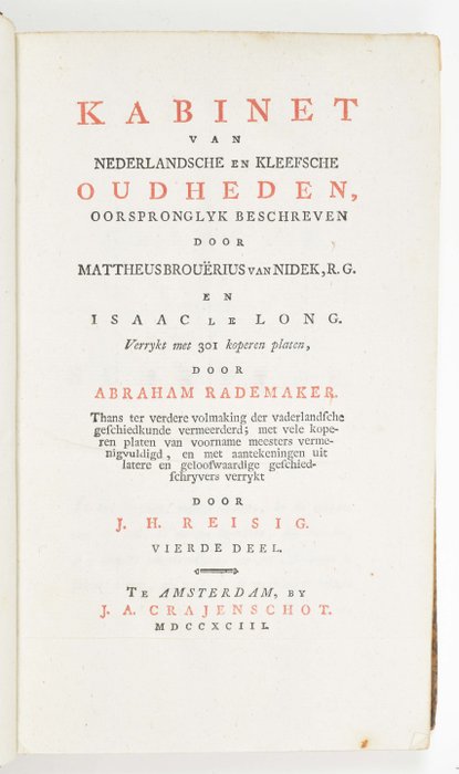 Mattheus Brouërius van Nidek, Isaac le Long, Abraham Rademaker - Kabinet van Nederlandsche en Kleefsche oudheden - 1792-1795