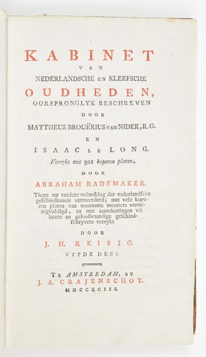 Mattheus Brouërius van Nidek, Isaac le Long, Abraham Rademaker - Kabinet van Nederlandsche en Kleefsche oudheden - 1792-1795