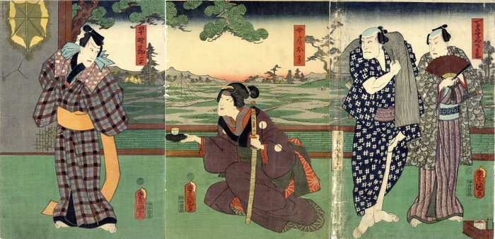 yakusha-e 役者絵 (actor picture) featuring the role Hayano Kanpei - 1859 - Utagawa Kunisada (1785-1865) - Japan -  Sene Edo-periode