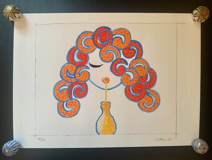 Bernard Villemot - Lithographie originale Orangina