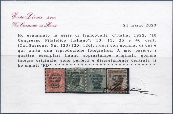 Italien Kongerige 1922 - Filatelic Congress serie 4v MNH** - Sassone S 22