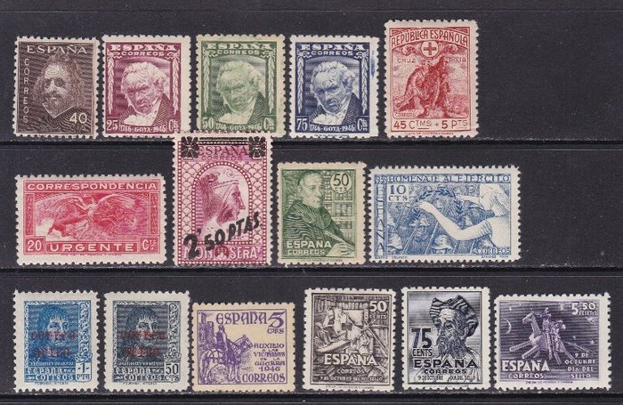 Spanien 1933/1949 - HB Tribute to the Army og Complete Series uden stempelfikser - MNH