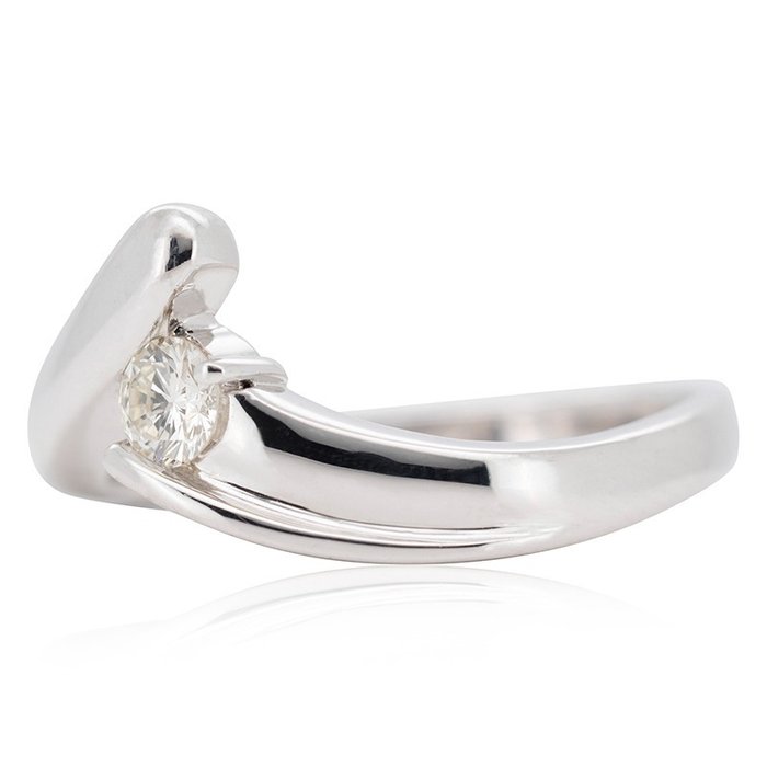 Ring - 18 kraat Hvidguld -  015ct tw Diamant (Natur)