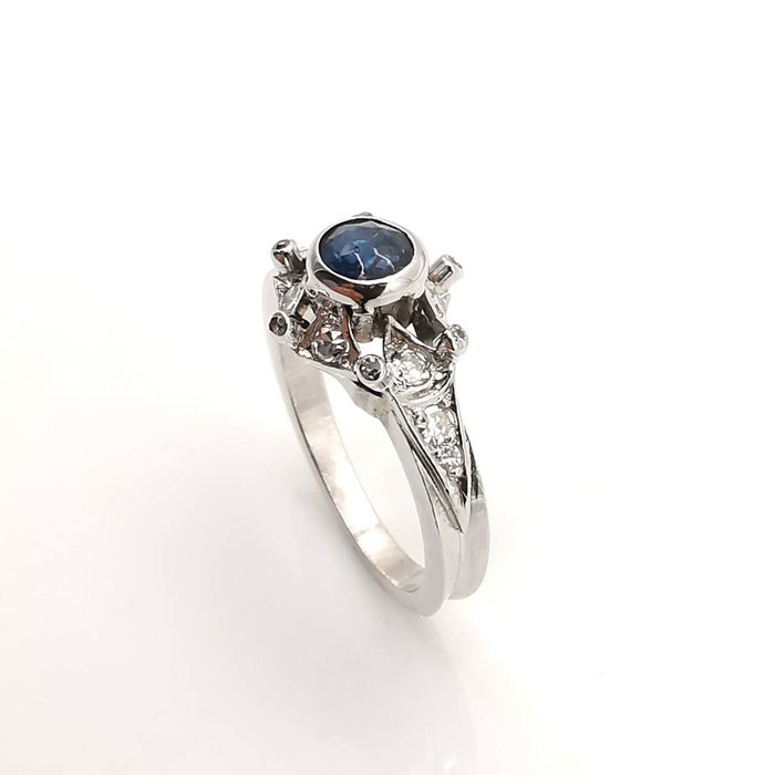 Ring Platin -  0.86ct. tw. Safir - Diamant