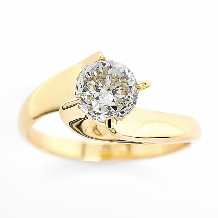 Ring - 14 karat Gulguld -  0.91ct. tw. Gul Diamant (Naturfarvet)