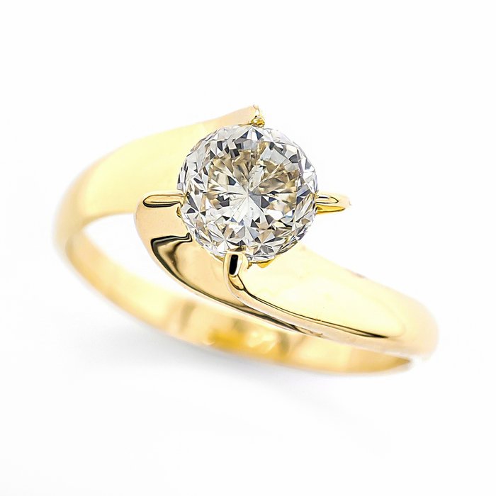 Ring - 14 karat Gulguld -  0.91ct. tw. Gul Diamant (Naturfarvet)