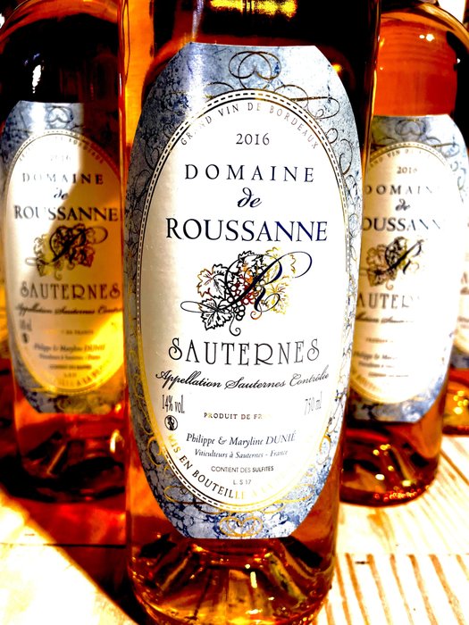 2016 Domaine de Roussanne - Sauternes - 6 Flasker (0,75 L)