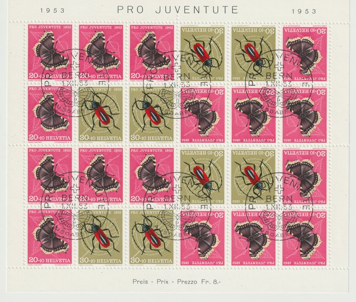 Schweiz 1953 - Pro-Juventute fejeblad - Pro-Juventute-Kehrdruckbogen JOZ41