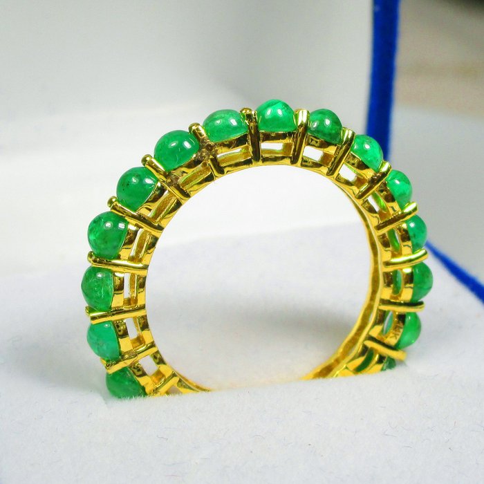 Ring - 14 karat Gulguld -  3.01ct. tw. Smaragd - Vidunderlig Emeralds Ring