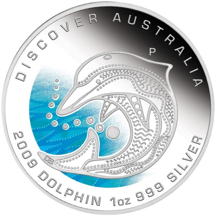 Australien 1 Dollar 2009 'Discover Australia – Dolphin' 1 Oz (999)  (Ingen mindstepris)