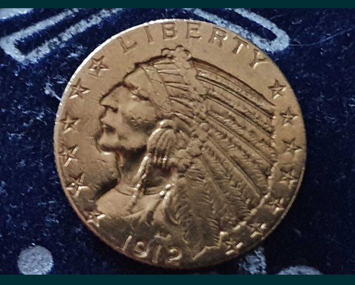 Förenta staterna. Indian Head Gold $5 Half Eagle 1912