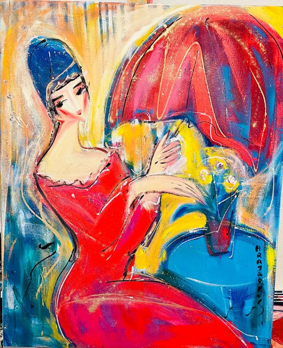 Hrasarkos (1975) - Umbrella Red-Acrylique sur toile