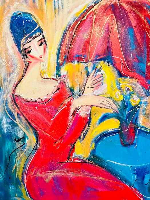 Hrasarkos (1975) - Umbrella Red-Acrylique sur toile