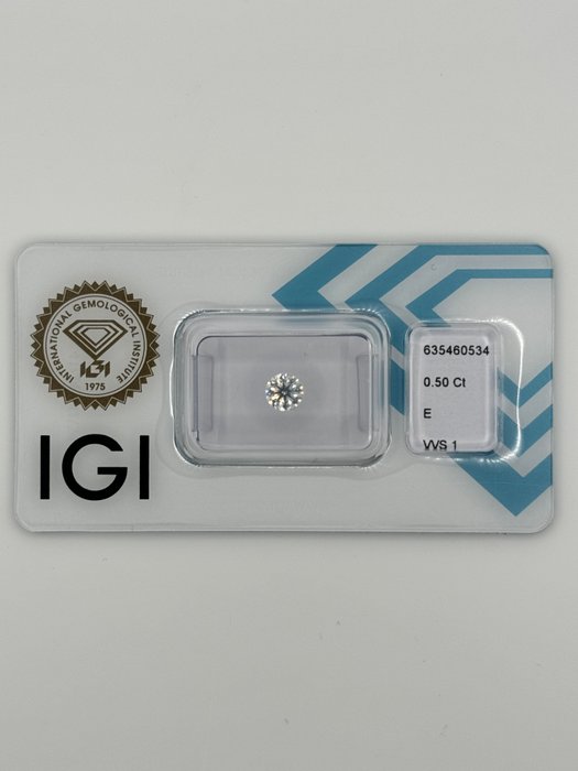 1 pcs Diamant  (Natur)  - 0.50 ct - Rund - E - VVS1 - International Gemological Institute (IGI) - *3EX*