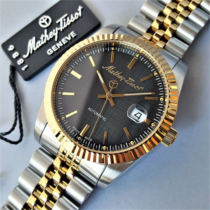 Mathey-Tissot - Swiss Automatic - Cyclops Loupe - Sun Bezel - Gold - Mænd - Ny