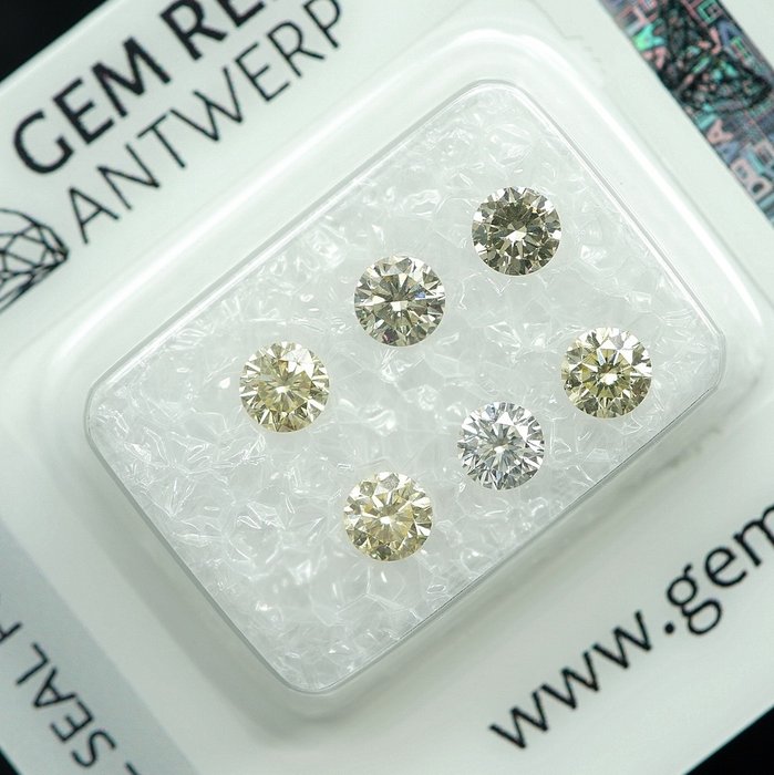 6 pcs Diamant  (Natur)  - 1.13 ct - SI1, VS1 - Gem Report Antwerp (GRA)