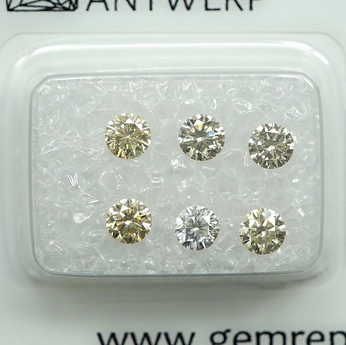 6 pcs Diamant  (Natur)  - 1.13 ct - SI1, VS1 - Gem Report Antwerp (GRA)