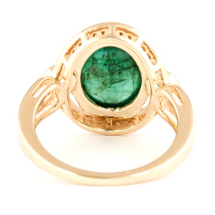 Ring - 14 karat Gulguld -  4.73ct. tw. Smaragd - Smaragd