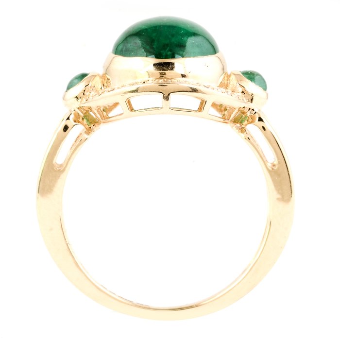 Ring - 14 karat Gulguld -  4.73ct. tw. Smaragd - Smaragd