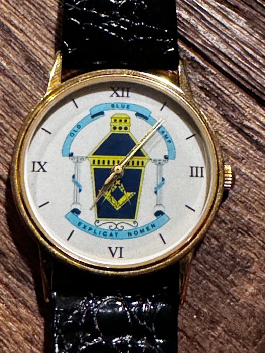 23 K Gold Plated “Old Blue Lamp Expicat Nomen”  Masonic Grand Master Watch - Unisex - 1970-1979