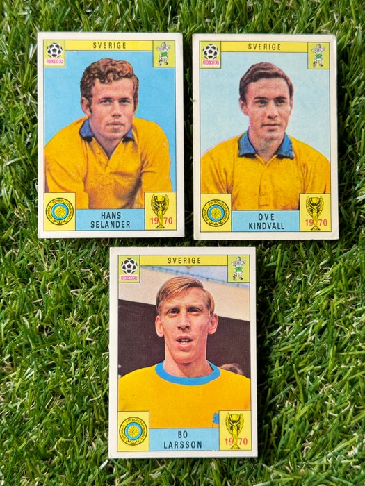 1970 Panini Mexico 70 World Cup Sweden - Larsson, Kindvall, Selander (Bisvalida) - 3 Card - Glimrende (EX)