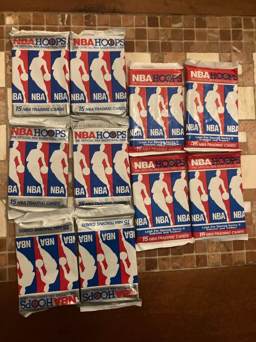 1990/91 NBA Hoops Basketball Cards - 10 Pack - Glimrende (EX)