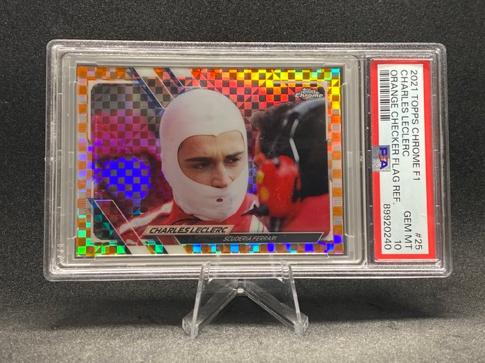 2022 - Topps - Chrome F1 - Charles Leclerc - #25 Orange Checker Flag Refractor 10/25 - 1 Graded card - PSA 10