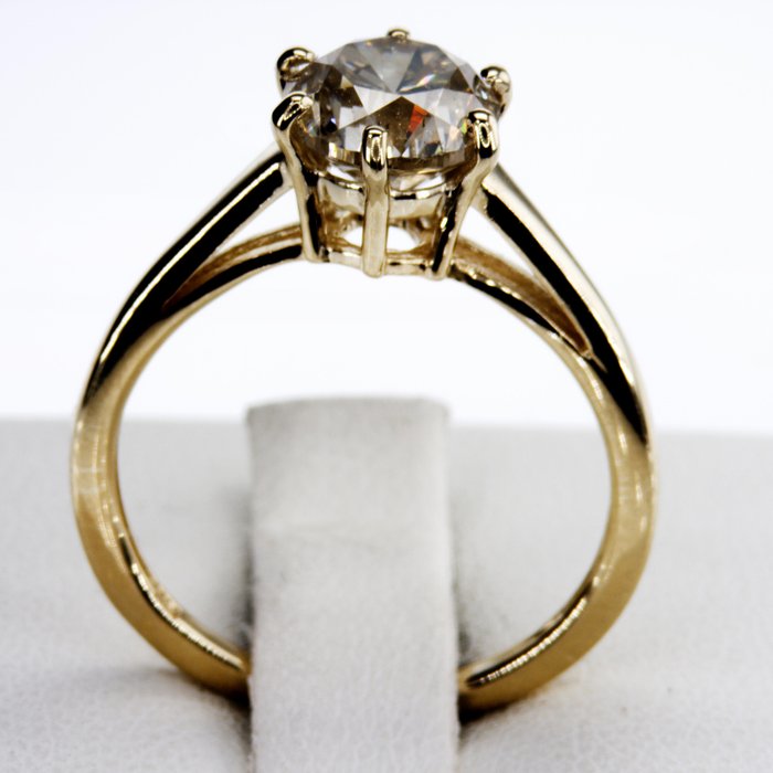 Ingen mindstepris - Forlovelsesring - 14 karat Gulguld -  2.03ct. tw. Diamant (Naturfarvet)