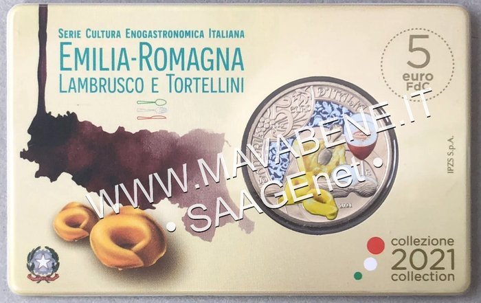 Italien. 5 Euro 2021 "Emilia Romagna" + "Sicilia" (2 monete)  (Ingen mindstepris)