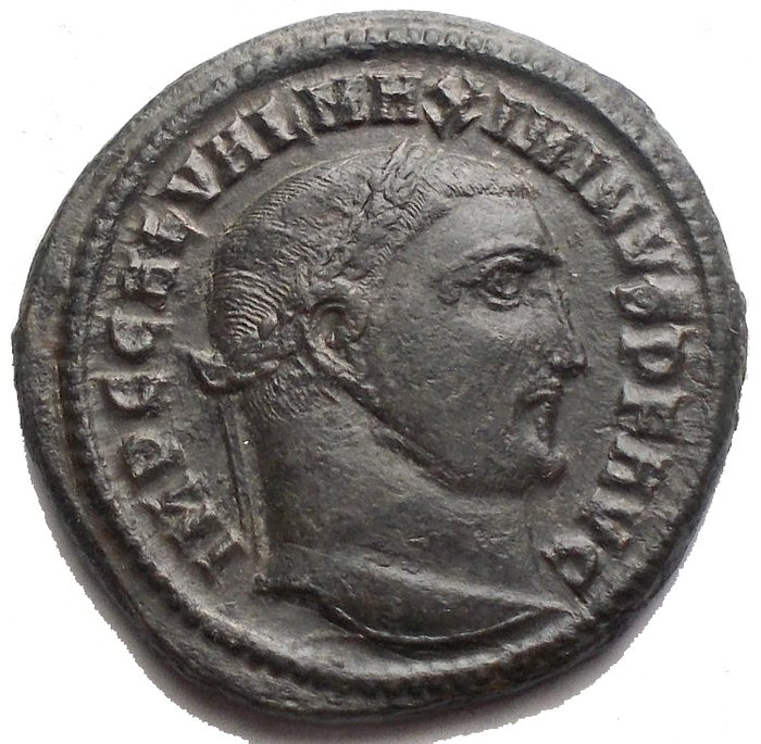 Romarriket. Maximinus II (AD 311-313). Follis r/Genius standing left, holding patera and cornucopia  (Ingen mindstepris)