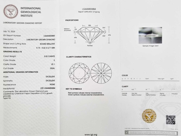 Forlovelsesring - 14 karat Hvidguld -  3.02ct. tw. Diamant (Laboratoriedyrket)