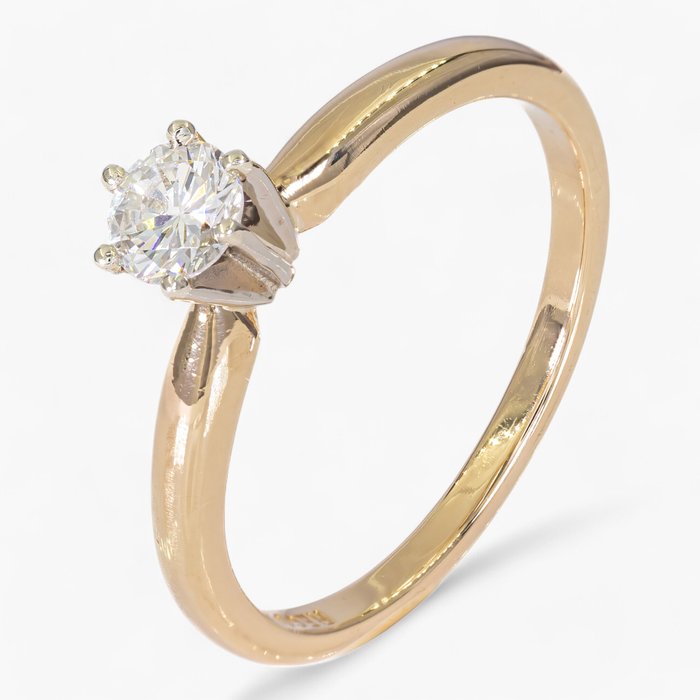 Ring - 14 karat Gulguld, Hvidguld, Antwerpen IGI - 0.30ct - Brilliant snit - VS1 -  0.30ct. tw. Diamant (Natur)