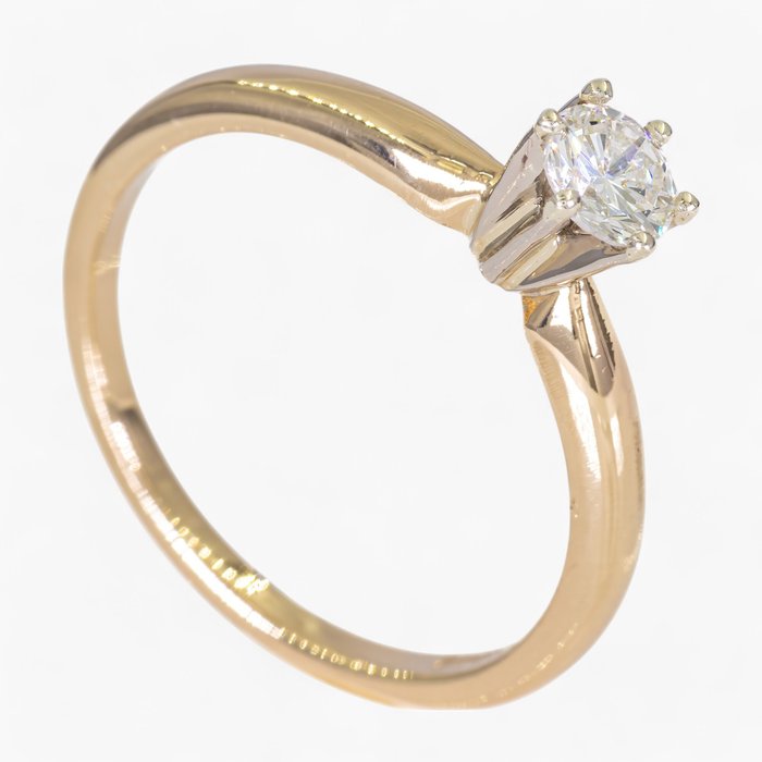 Ring - 14 karat Gulguld, Hvidguld, Antwerpen IGI - 0.30ct - Brilliant snit - VS1 -  0.30ct. tw. Diamant (Natur)