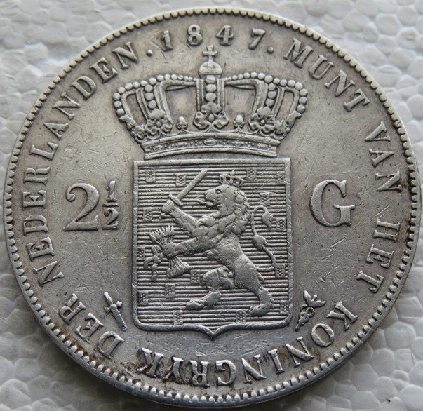 Holland Willem II (1840-1849) 2 1/2 Gulden 1847  (Ingen mindstepris)