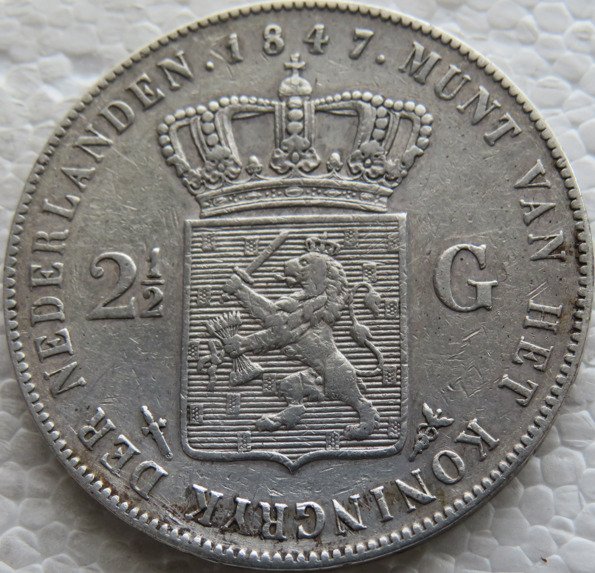 Holland Willem II (1840-1849) 2 1/2 Gulden 1847  (Ingen mindstepris)