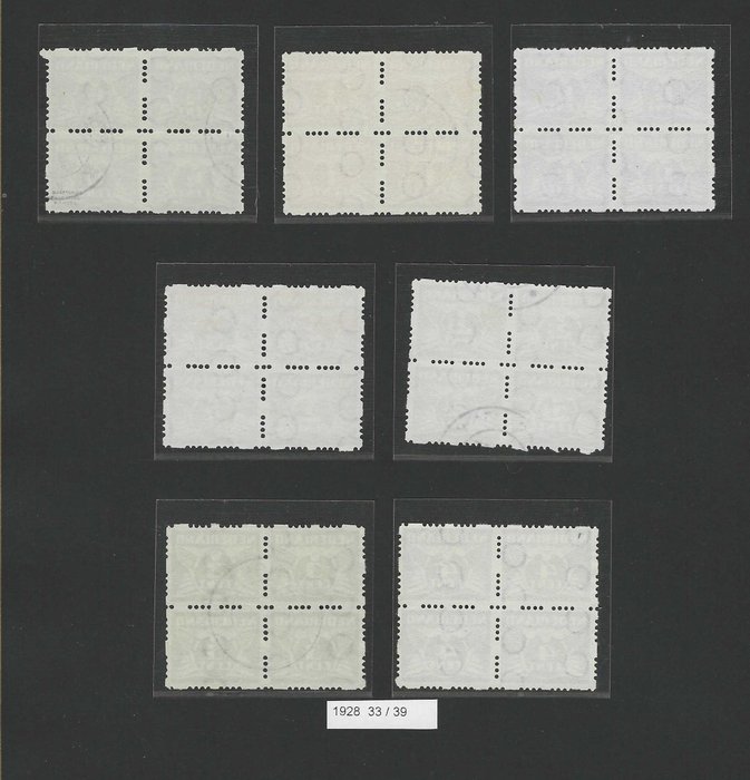 Holland 1928 - Firesidet rullesartering i blokke af 4 - NVPH R33/R56