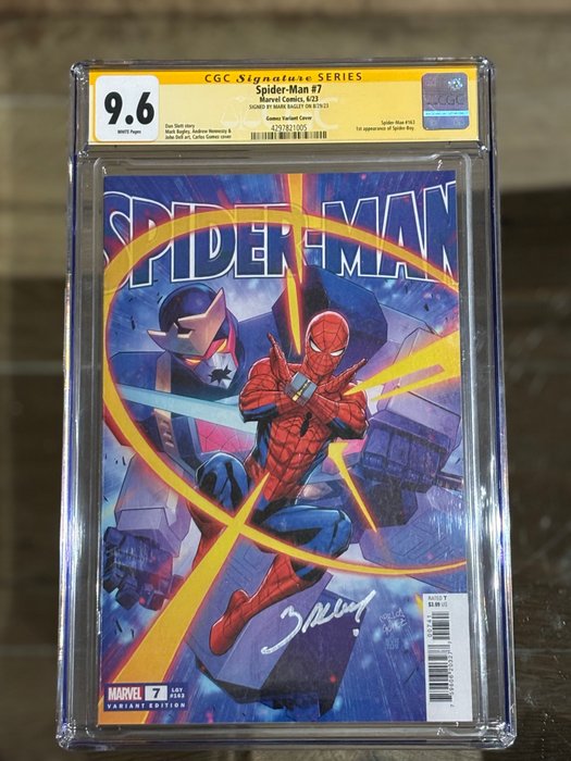 Spider-Man #7 - First Appearance Spider-Boy - Signed by Mark Bagley - Gomez Variant Cover - 1 Signed graded comic - Første udgave - 2023 - CGC 9.6