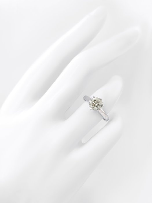 Ring - 14 karat Hvidguld -  1.32ct. tw. Grå Diamant (Naturfarvet)