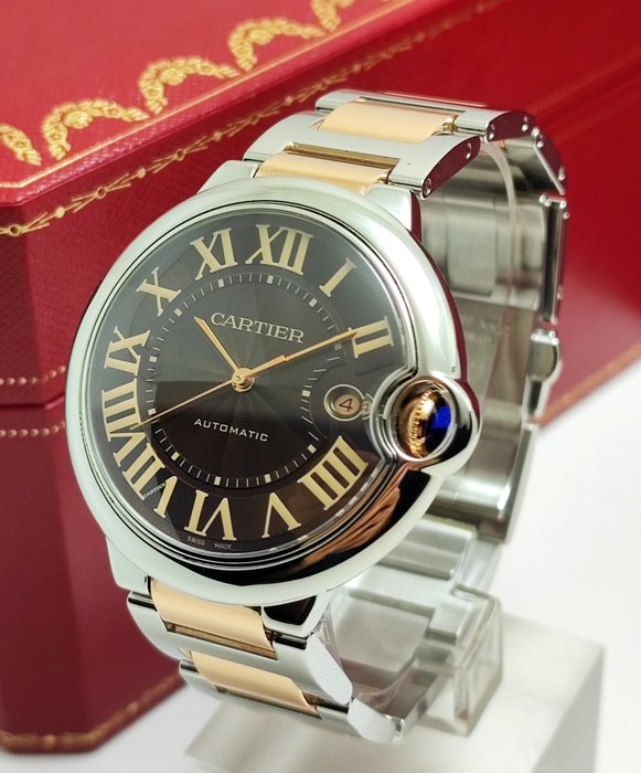 Cartier - Ballon Bleu 42 "Chocolate Dial" Gold/Steel - W6920032 - Mænd - 2011-nu