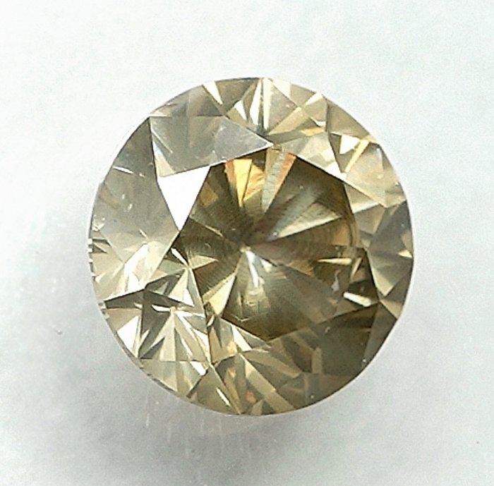 1 pcs Diamant  (Naturfarvet)  - 055 ct - Light Brunlig Gul - SI2 - International Gemological Institute (IGI)