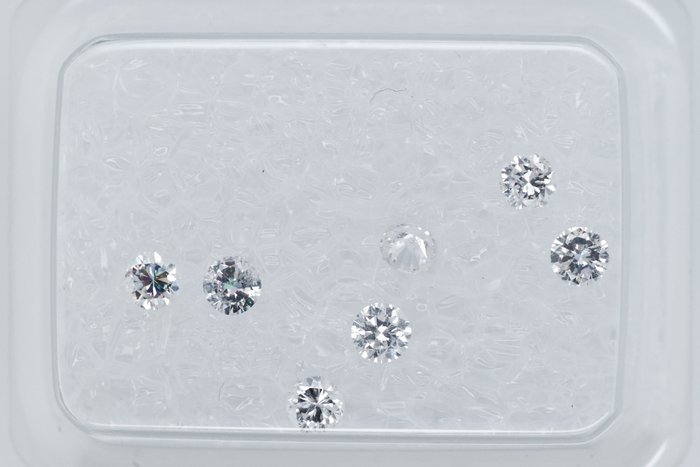 Ingen mindstepris - 7 pcs Diamant  (Natur)  - 0.35 ct - Rund - I1, SI1, SI2 - Gem Report Antwerp (GRA) - INGEN RESERVEPRIS