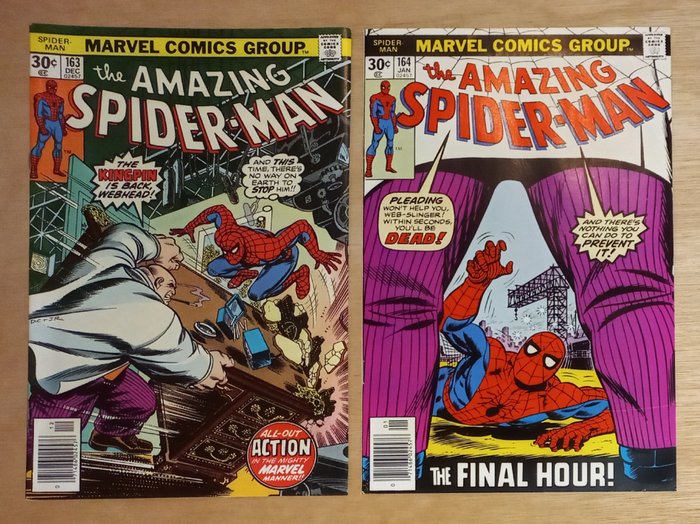 The Amazing Spider-Man #163 #164 - Complete 2-part the Kingpin story! - 2 Comic - Første udgave - 1976/1977