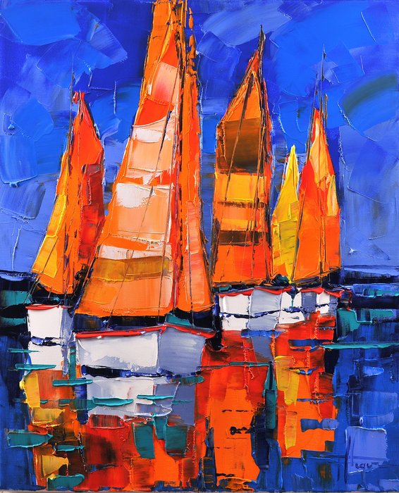 Olivier Pfleger - Voiles au port - No reserve