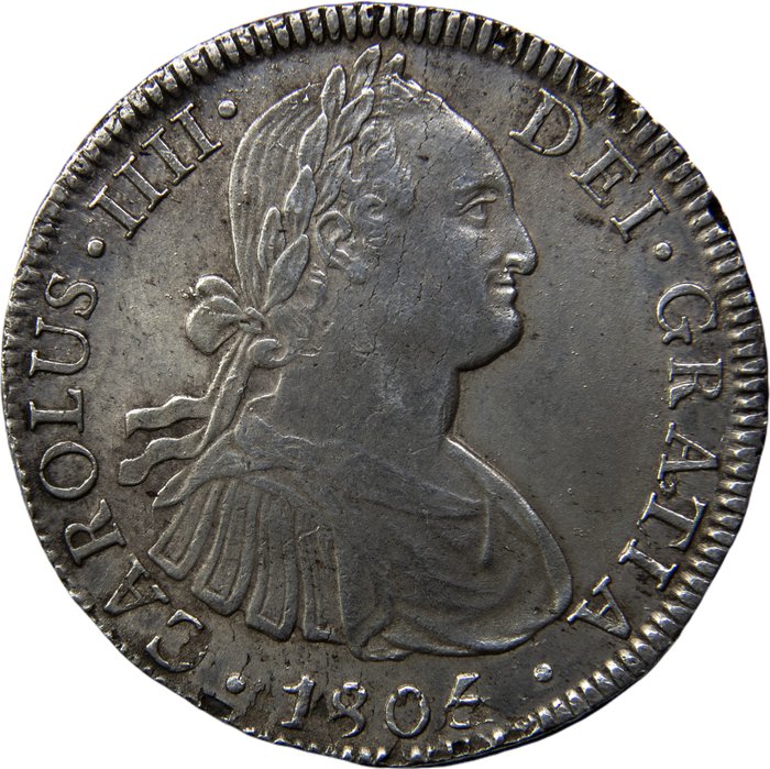 Spanien. Carlos IV (1788-1808). 8 Reales Acuñados en México en 1805. Ensayadores T·H