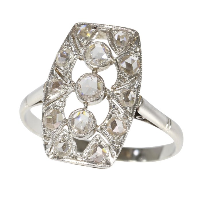 Ring Platin - Diamant - Vintage art deco fra 1940'erne