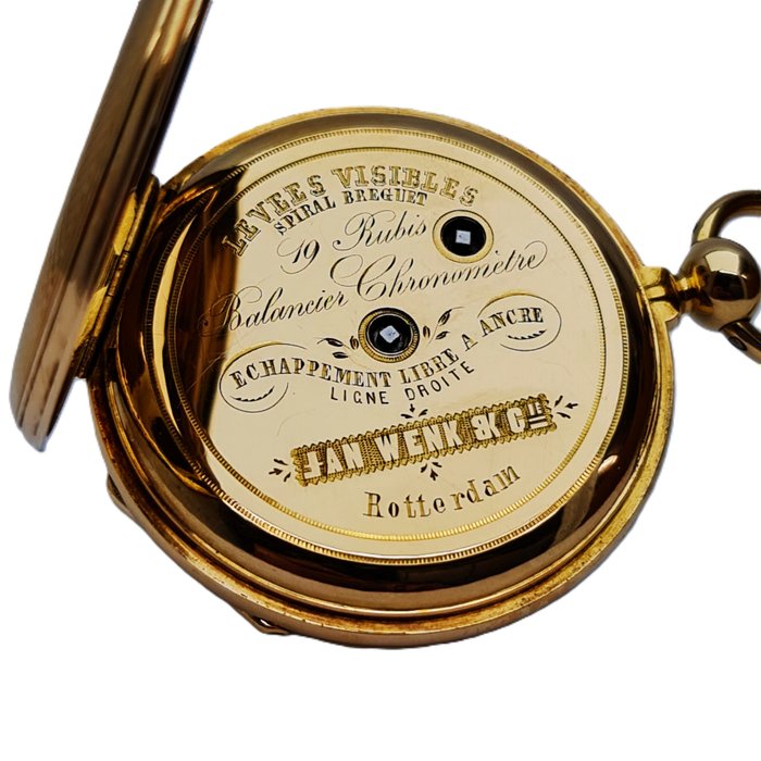 Jan Wenk, Meester Horlogemaker op de Noordblaak 4, Rotterdam, circa 1850 - Chronometer - 15916 - Midten af 1800-tallet