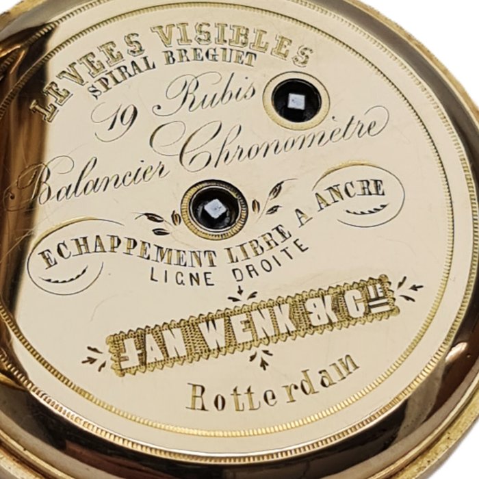 Jan Wenk, Meester Horlogemaker op de Noordblaak 4, Rotterdam, circa 1850 - Chronometer - 15916 - Midten af 1800-tallet