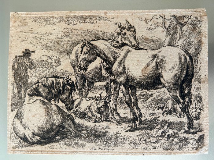 Nicolaes Pietersz. Berchem (XVII) - Tre cavalli - Drie Paarden; Les Chevaux