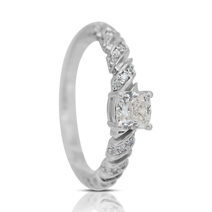 Ring - 14 karat Hvidguld -  1.04ct. tw. Diamant (Natur) - Diamant